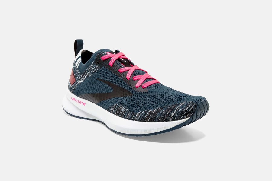 Brooks Running Shoes Womens Navy/Black/Pink - Levitate 4 Road - 9178-KINZC